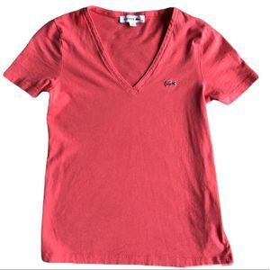 Lacoste | Pink V-Neck Pima Cotton T-shirt Size small 34